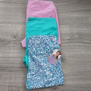 Avia Kids Leggings Set - Pink, Teal, Blue Pattern